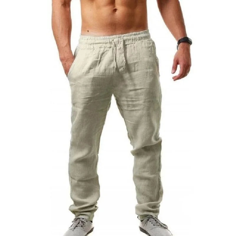 Linen-cotton casual pants