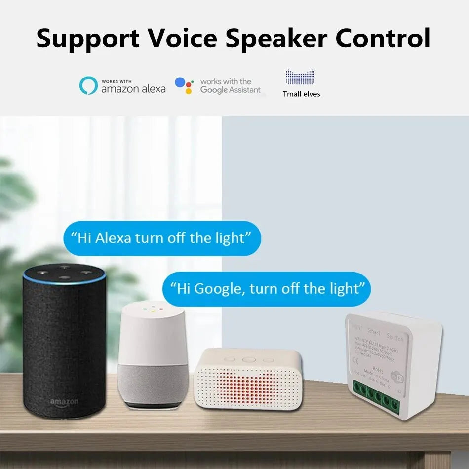 WiFi Mini Smart Switch – DIY 2-Way Control Module, Works with Alexa, Google Home