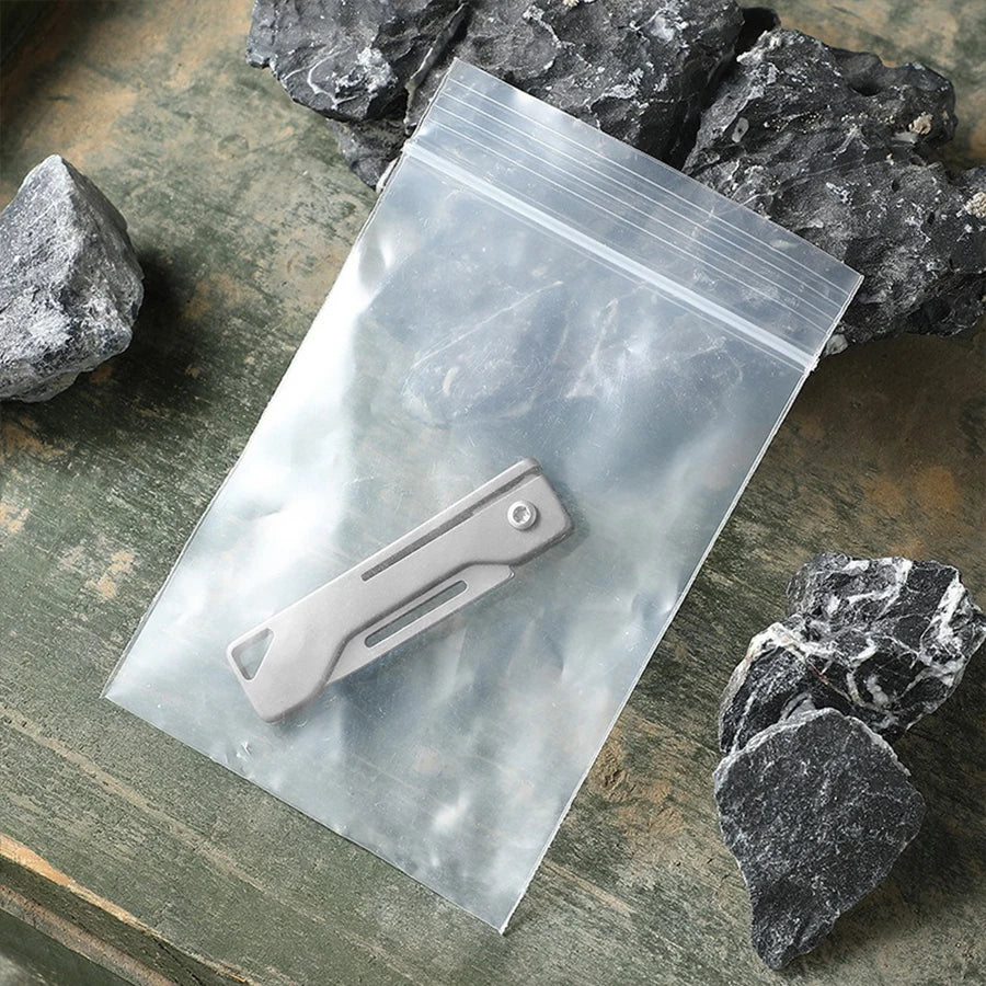 EDC Titanium Folding Knife - Mini Keychain Pocket Knife for Camping, Unboxing & Daily Carry, Ultra-Lightweight Titanium Alloy Blade (3.5")