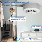 Tuya WiFi Smart Smoke & Fire Alarm – Temperature & Humidity Detector, Works with Alexa & Google Home