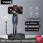Two-Way 360° Articulating Borescope Camera - 1080P HD, 6.2mm/3.9mm Waterproof Probe, Compatible with Android/iOS