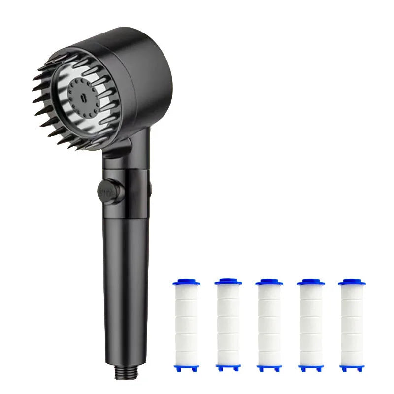 3-Speed Adjustable Shower Head with Filter - Portable Bathroom Showerhead with Massage Function, ABS Plastic, Includes Hose & Bracket