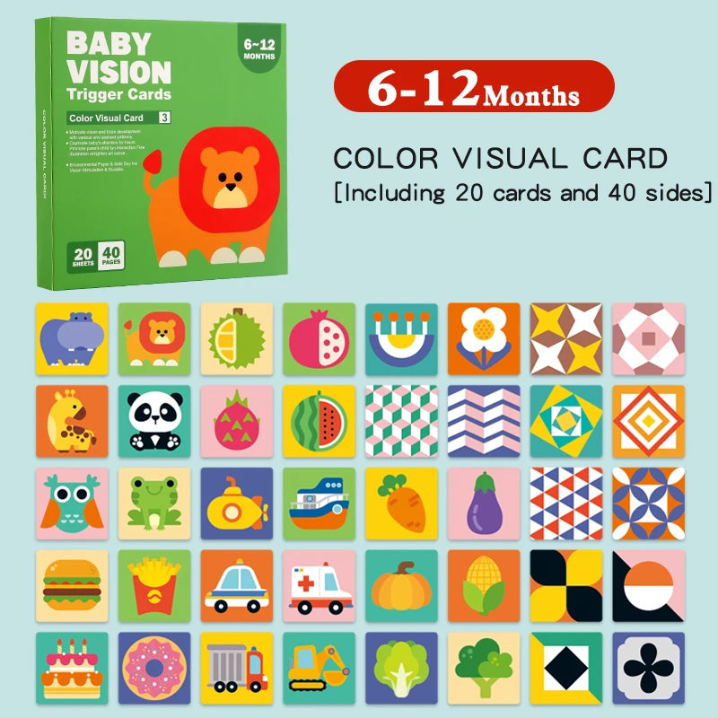 Carduri de stimulare vizuală pentru bebeluși Card flash Montessori cu contrast ridicat Cadou pentru sugari pentru copii Jucărie cognitivă