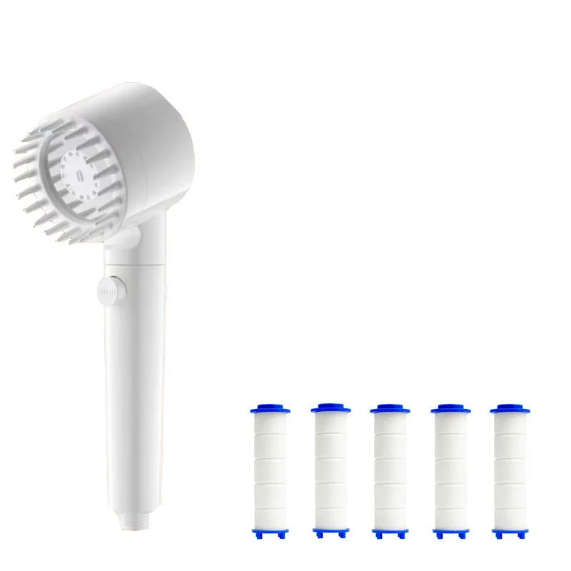 3-Speed Adjustable Shower Head with Filter - Portable Bathroom Showerhead with Massage Function, ABS Plastic, Includes Hose & Bracket