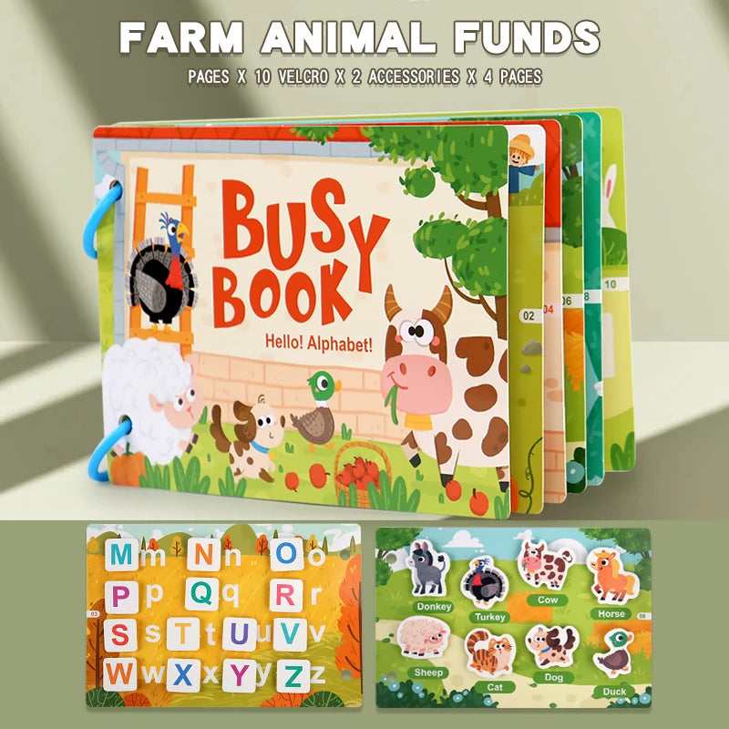 Montessori Baby Busy Book - Carte pentru învățare timpurie pentru copii mici, joc de potrivire pentru copii cu vârsta între 2-3 ani