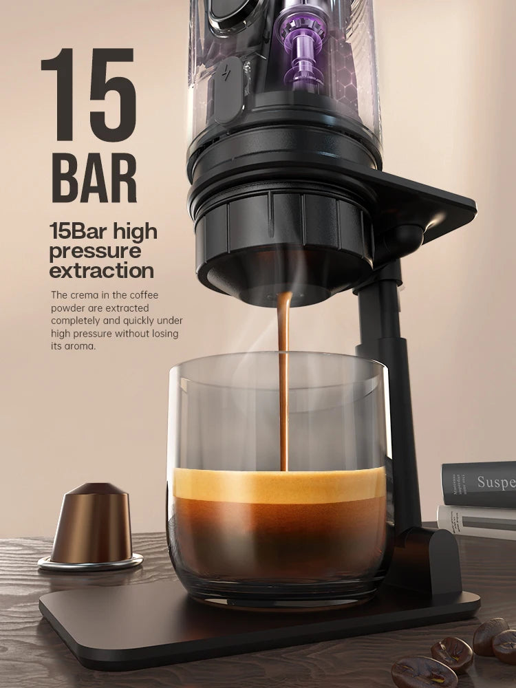 HiBREW Portable Coffee Machine for Car & Home - DC12V Espresso Maker Compatible with Nexpresso & Dolce Pod Capsules, Model H4A W