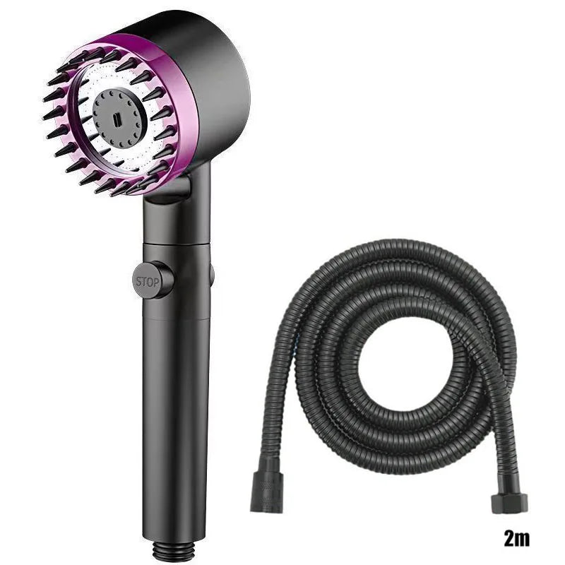 3-Speed Adjustable Shower Head with Filter - Portable Bathroom Showerhead with Massage Function, ABS Plastic, Includes Hose & Bracket