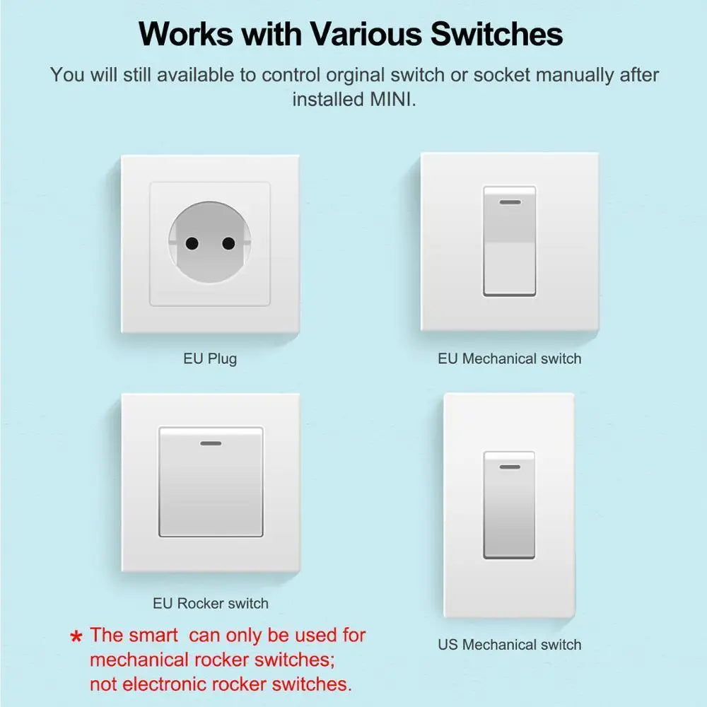 16A Mini Wifi DIY Light Switches Module 2-way Control Work With Tuya Smart Life Alexa Alice Google Home