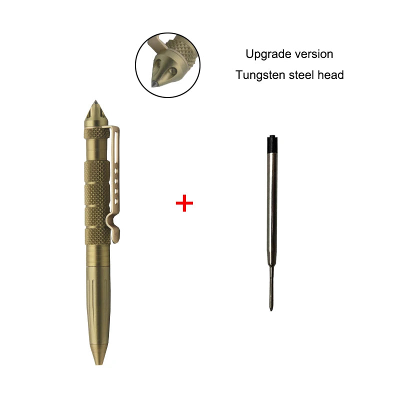 Pix tactic de auto-apărare - Aluminiu cu cap din oțel tungsten, cap pentru spart sticlă și design anti-alunecare, kit de supraviețuire
