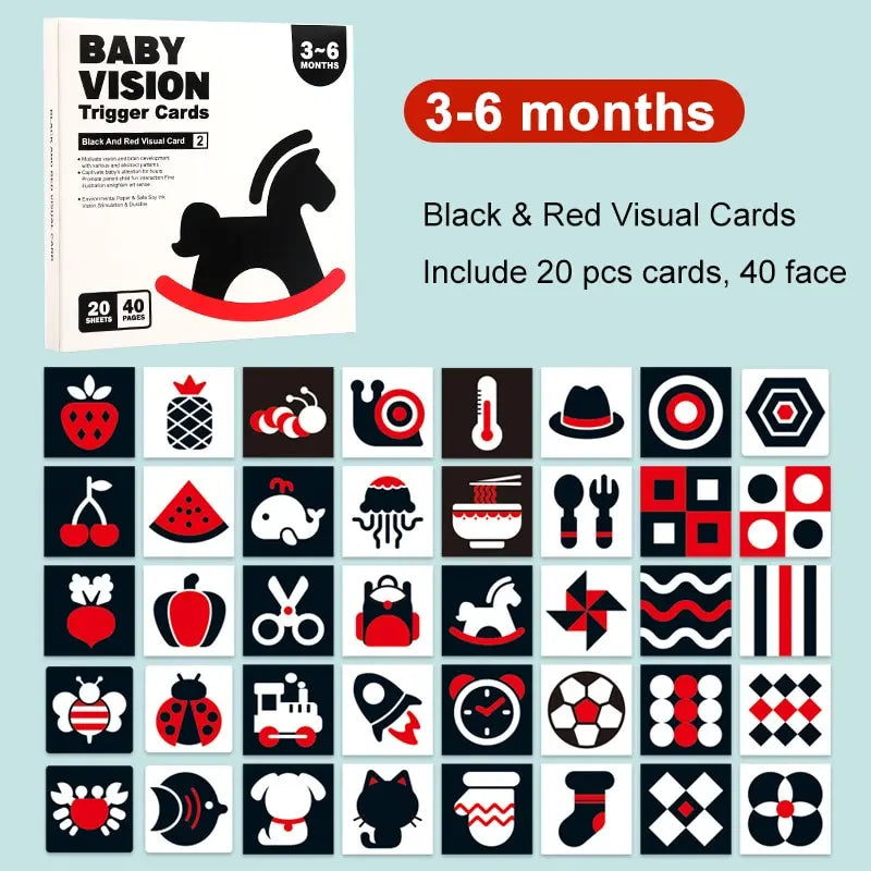 Carduri de stimulare vizuală pentru bebeluși Card flash Montessori cu contrast ridicat Cadou pentru sugari pentru copii Jucărie cognitivă