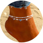 925 Silver Heart Anklet – Waterproof CZ Charm Jewelry for Women