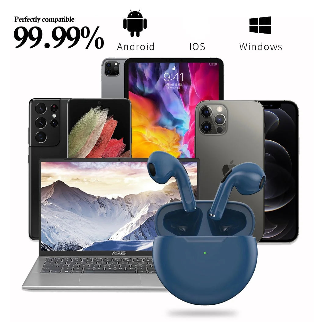 Pro6 TWS Wireless Bluetooth 5.0 Earphones | Smart Touch Control | Sports & Music