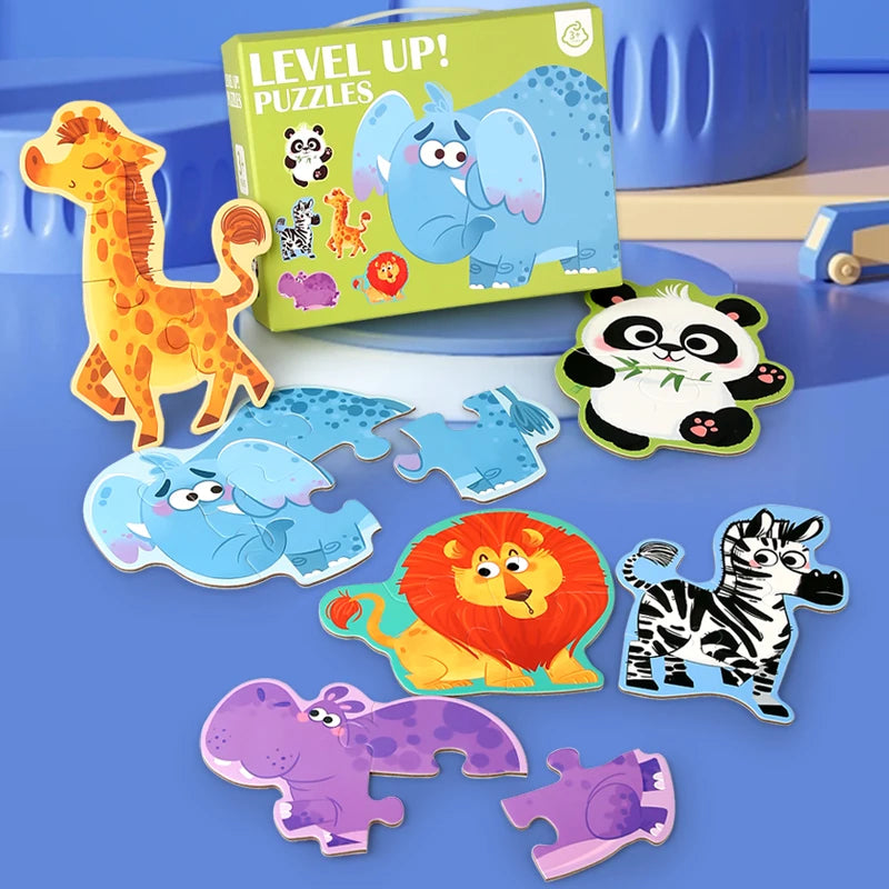 Puzzle pentru copii - Set de jucării educaționale cu animale din desene animate (vârste 3-12) 