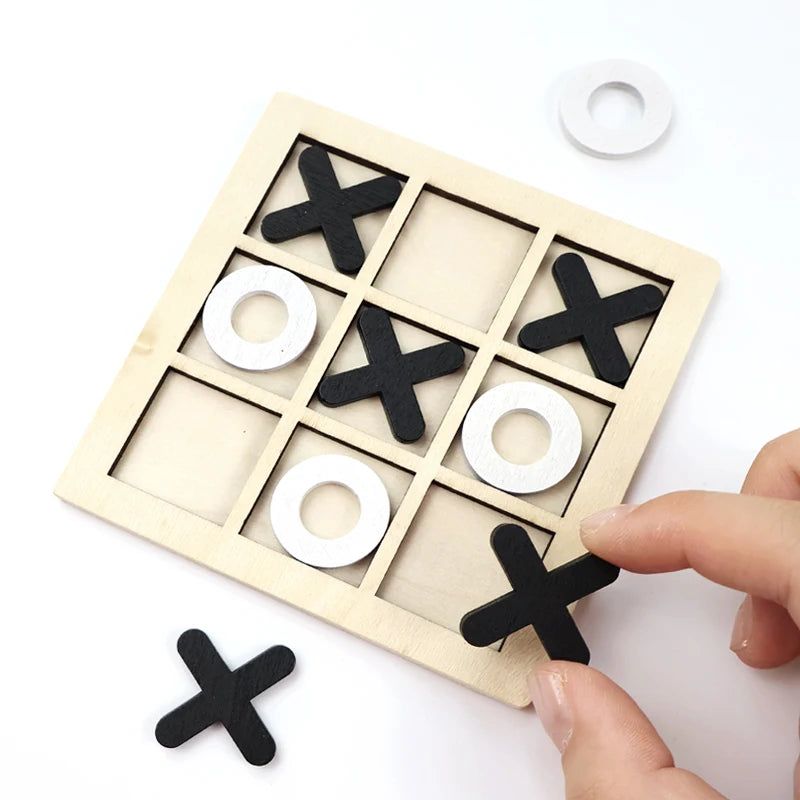 Joc X și 0 din Lemn – Puzzle Educațional pentru Copii și Distracție în Familie - Tic Tac Toe