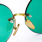 Fashion Classic Rimless Sunglasses Unisex – Dark Green Crystal Round Retro Glasses