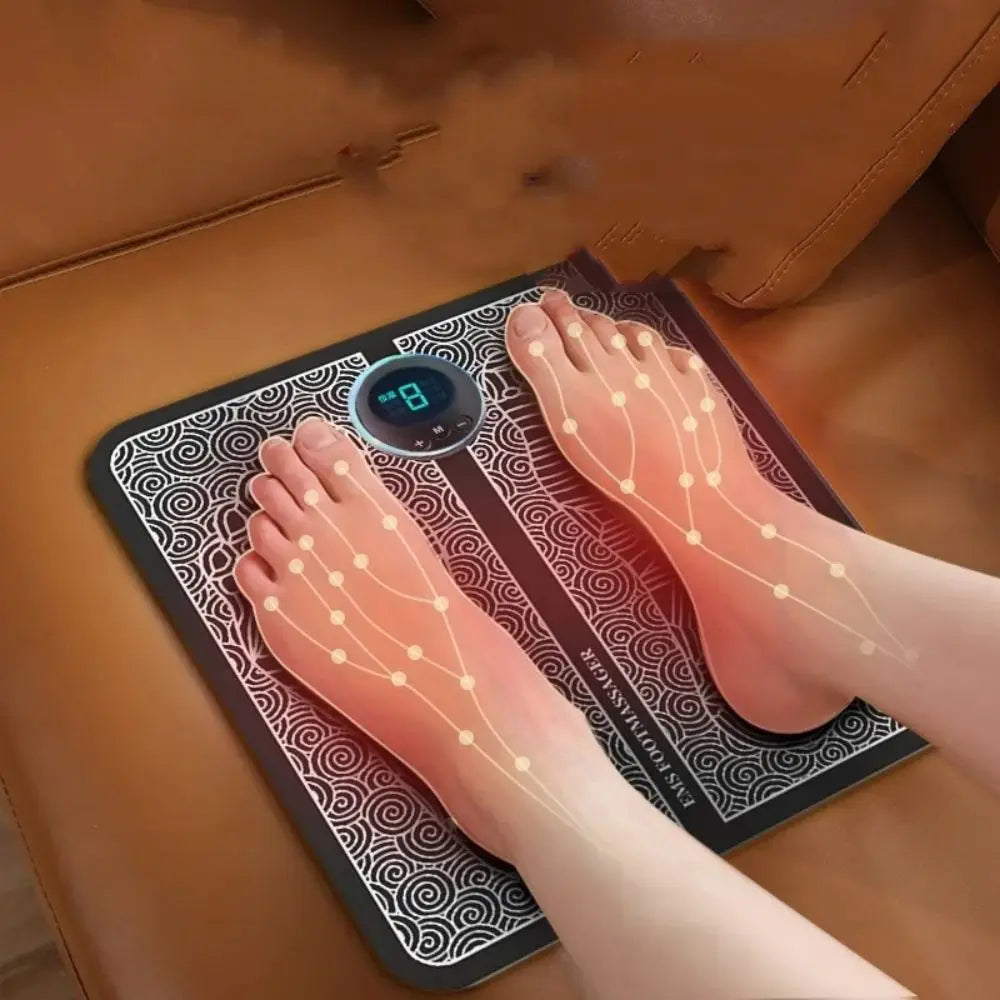 Pad de Masaj pentru Picioare - Aparat Portabil cu Încărcare USB | Terapie prin Acupunctură, Încălzire cu Puls & Masaj cu Microcurent pentru Relaxare