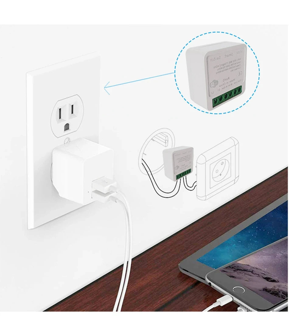 Mini WiFi Smart Switch 16A | Tuya 2-Way DIY Light Control | Alexa & Google Home