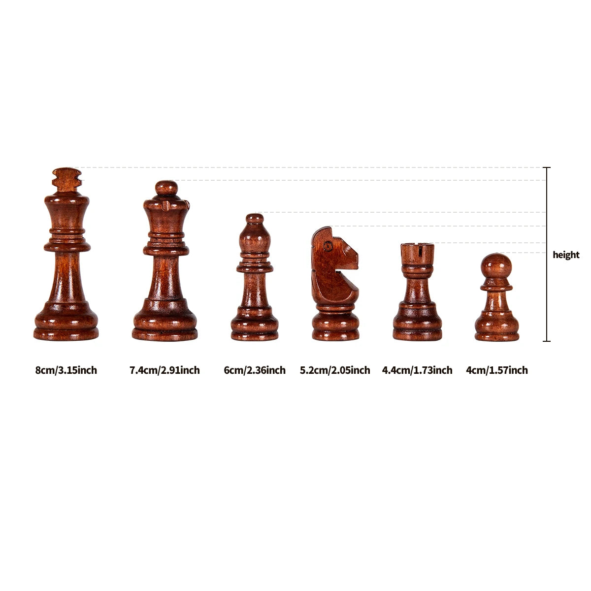 Solid Wood Chess Set - Folding Wooden Board Game with Premium Chess Pieces for Family and Friends