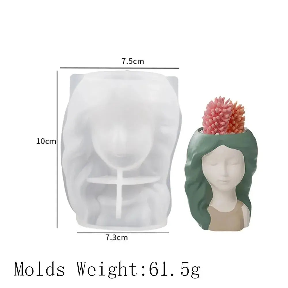 Sleeping Beauty Potted Silicone Mold - DIY Resin Epoxy Mold for Flower Pots, Gypsum Crafts, and Home Decor