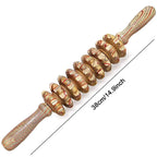 9 Rollers Wooden Massager - Handheld Roller Stick for Anti-Cellulite, Muscle Pain Relief, and Body Sculpting, Manual Massage Tool