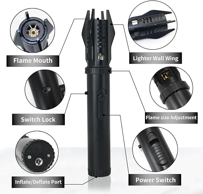 Turbo Blowtorch Lighter - Windproof Jet Flame Gas Lighter for Cooking, Cigars, Welding & Jewelry, Adjustable Blue Flame (Metal Body, Butane Fuel)