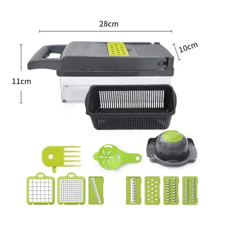 14-in-1 Multifunctional Vegetable Chopper - Stainless Steel Kitchen Slicer, Dicer, and Food Grater for Easy Meal Prep