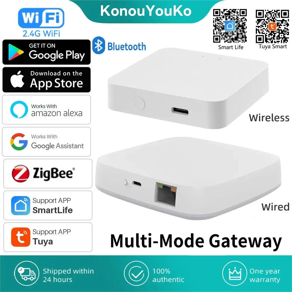 Smart Gateway Hub – Multi-Mode Bridge, WiFi & Bluetooth, Alexa & Google Home Tuya ZigBee 3.0
