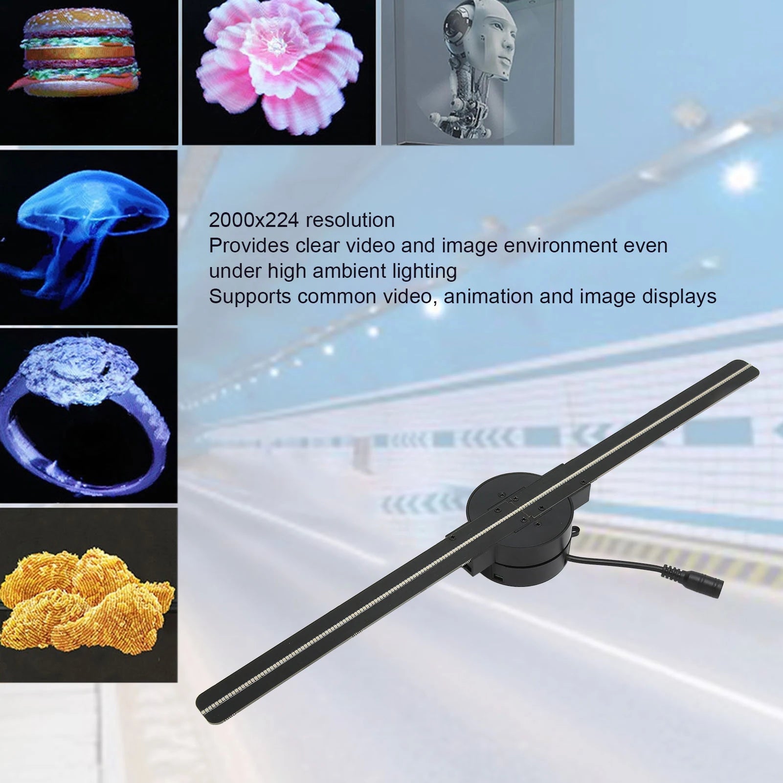 16.5" 3D Hologram Fan Projector | 2000x224 Resolution | WiFi | 224 LED Beads | Business Advertising
