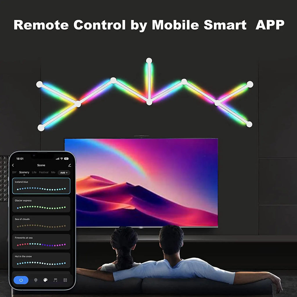 WiFi LED Smart Wall Lamp - RGBIC Light Bar Music Sync, and App Control