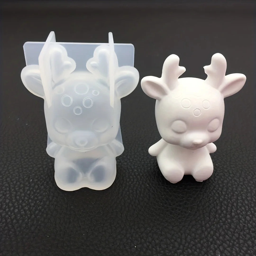 Matriță Silicon 3D Ren de Crăciun – Formă pentru Rășină Epoxidică, Aromaterapie, Ghips și Decorațiuni