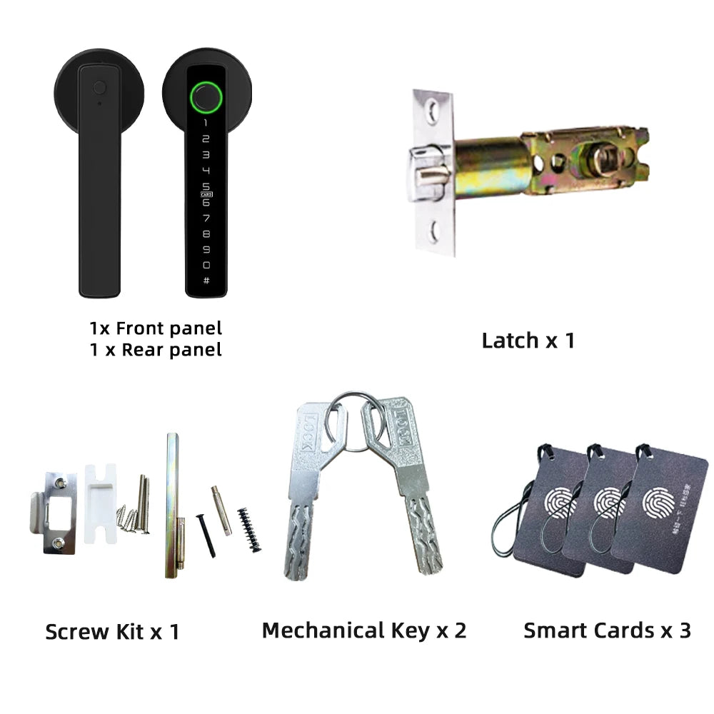 Smart Fingerprint Door Lock - Digital Electronic Lock with Password, Key, IC Card, and App Unlock, Compatible with Tuya & Smartlife