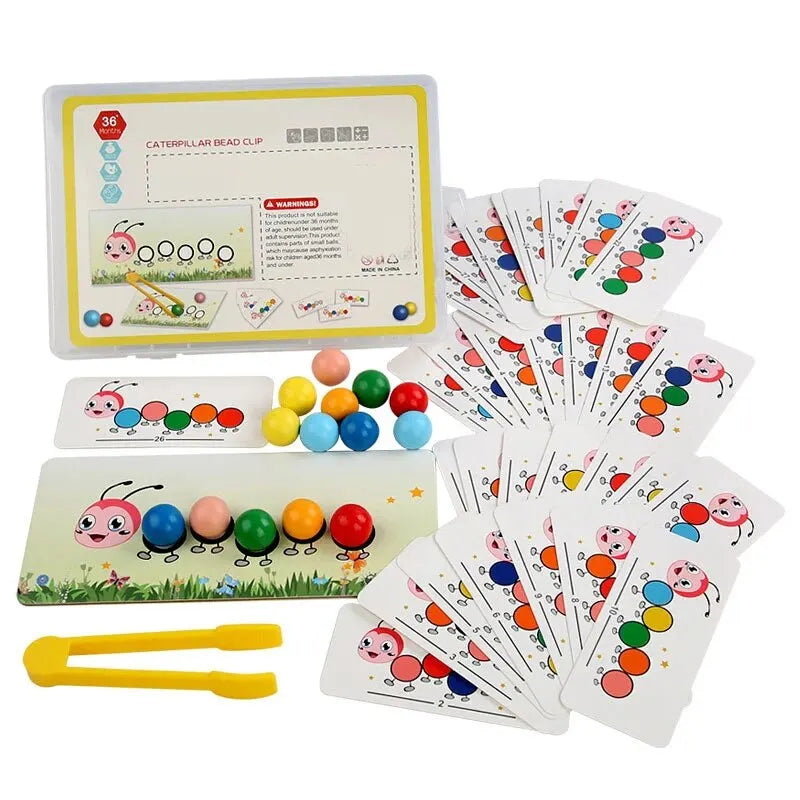 Jucărie de sortare a culorilor cu margele cu clip - Joc Montessori de îndemânare motrică fină pentru copii (vârste 3-12)