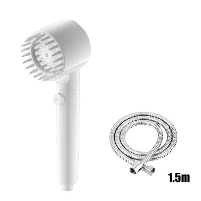 3-Speed Adjustable Shower Head with Filter - Portable Bathroom Showerhead with Massage Function, ABS Plastic, Includes Hose & Bracket