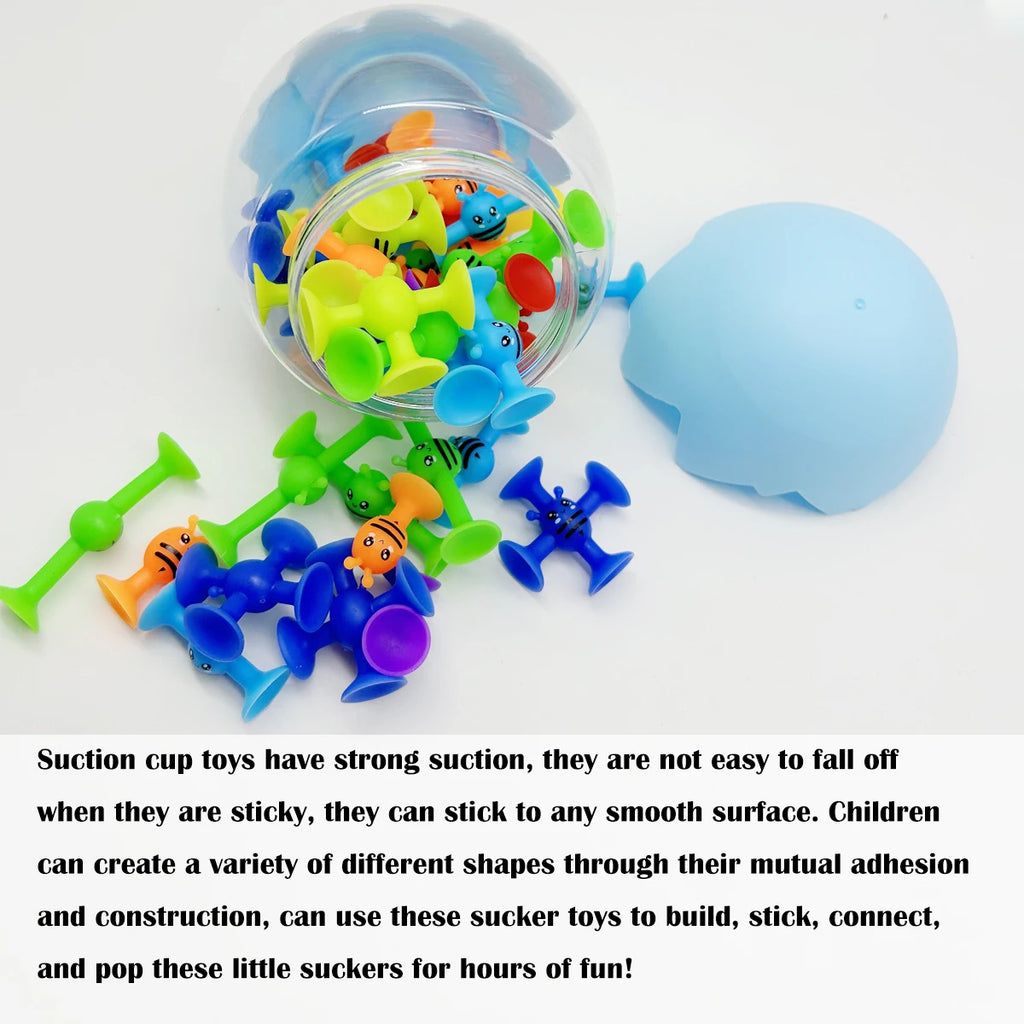 38pcs Bees Suction Cup Toys with Dinosaur Eggshell Storage - Bath, Window & Travel Toys, Parent-Child Interactive Game, Gift for Kids