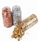 Golden & Silvery Foil Flakes - Decorative Metallic Fillings for Resin Jewelry Making, Nail Art, and Craft Projects