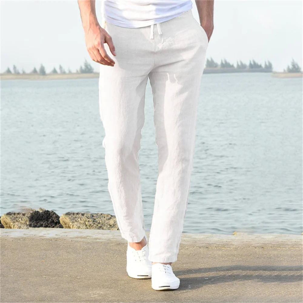 Linen-cotton streetwear pants