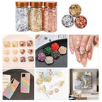 Golden & Silvery Foil Flakes - Decorative Metallic Fillings for Resin Jewelry Making, Nail Art, and Craft Projects