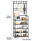 4/5-Tier Shoe Rack with Hangers – Heavy-Duty Floor Organizer for Shoes, Hats & Clothes | Space-Saving Entryway Shelf (60cm Wide, 5kg/Layer)