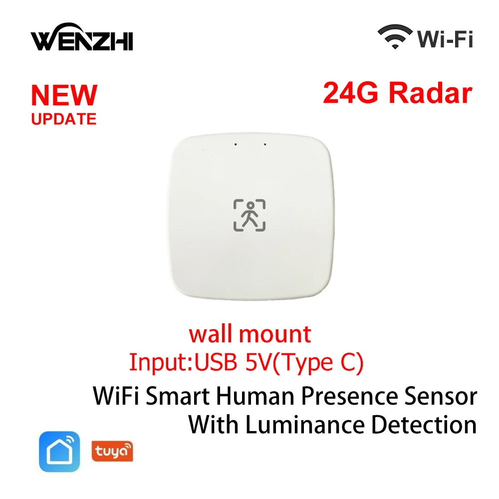 ZigBee & WiFi MmWave Human Presence Sensor – Motion Detection with Luminance & Distance, Tuya Smart Home