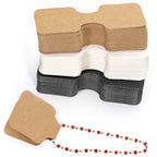 Set de 50 Cartonașe pliabile din hârtie kraft, 9x3,5 cm, pentru afișarea bijuteriilor, etichete de preț