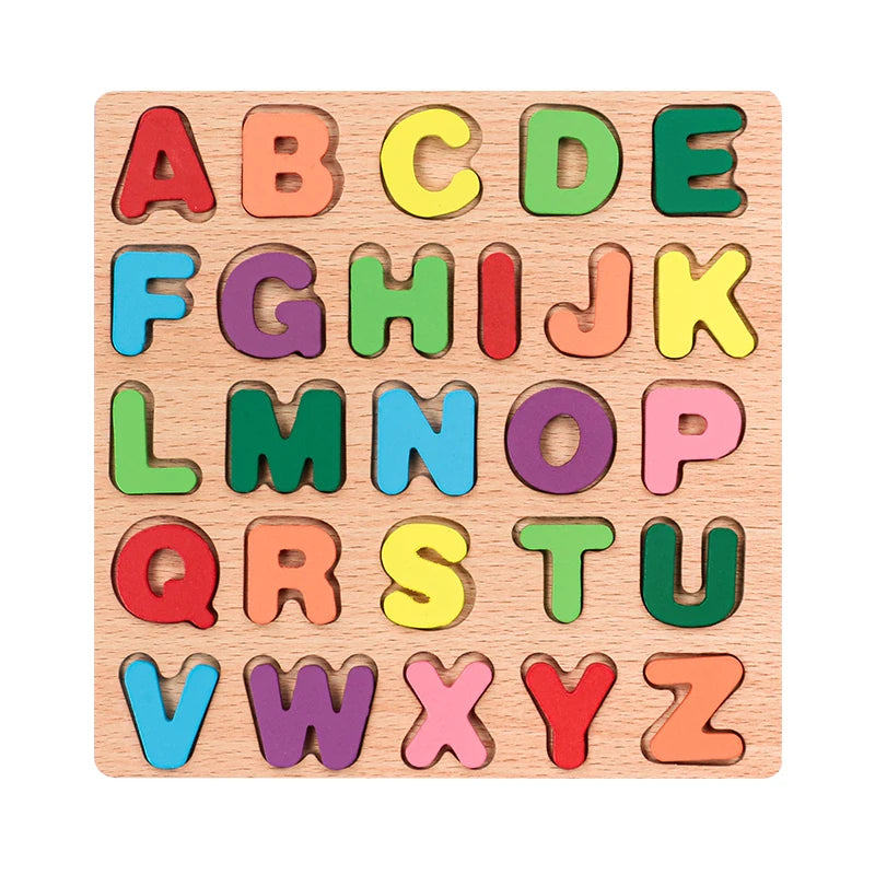 Puzzle Montessori din Lemn - Număr Aritmetic Alfabetic & Forme Geometrice | Jucărie Educativă pentru Copii Preșcolari