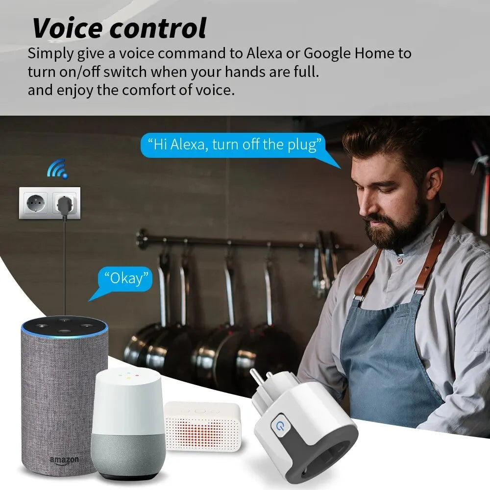 Tuya WiFi Smart Plug EU | 20A Power Monitor | Alexa & Google Home