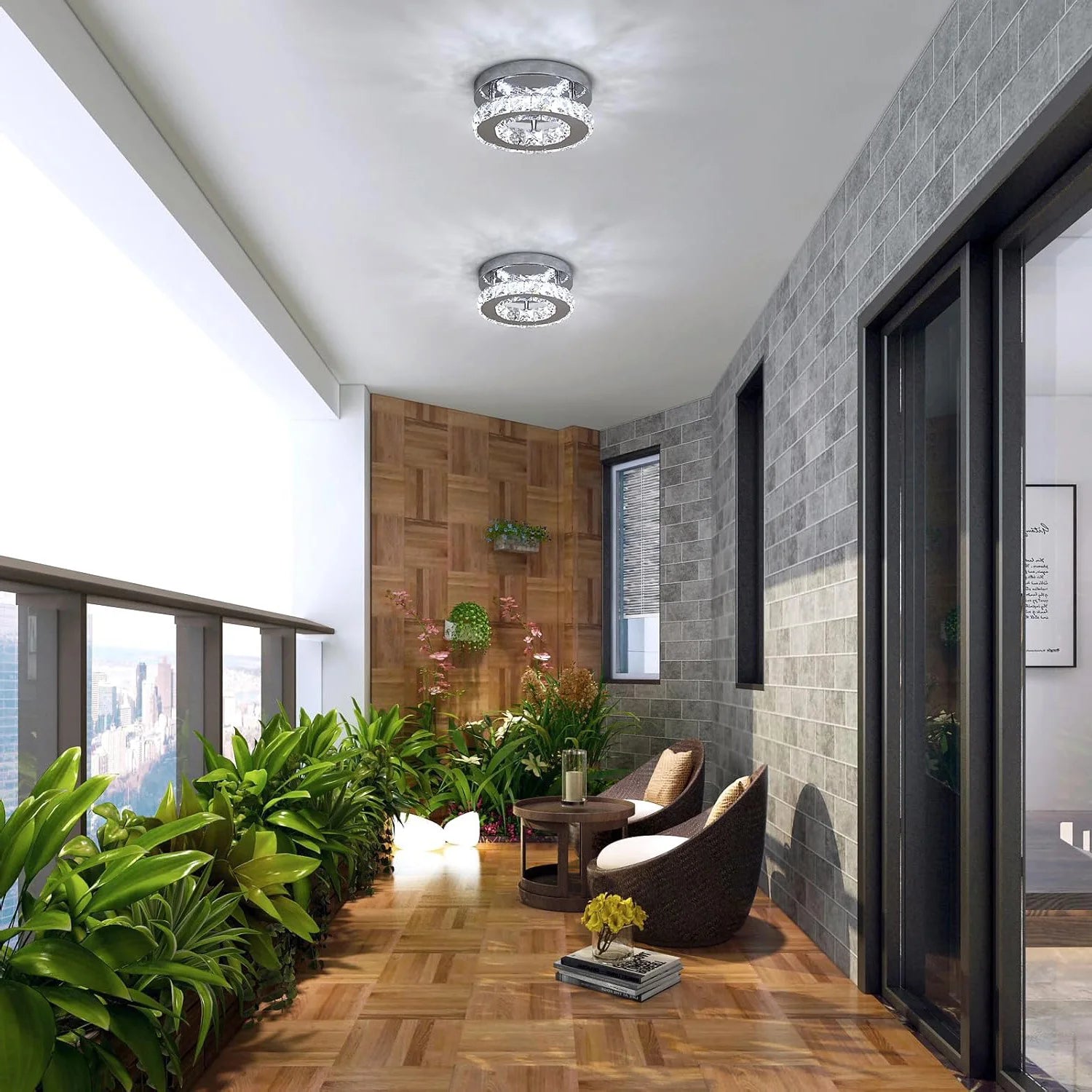 LED Ceiling Light 12W, Crystal Chandelier, Modern Round Design, 6500K (Cool White), Silver
