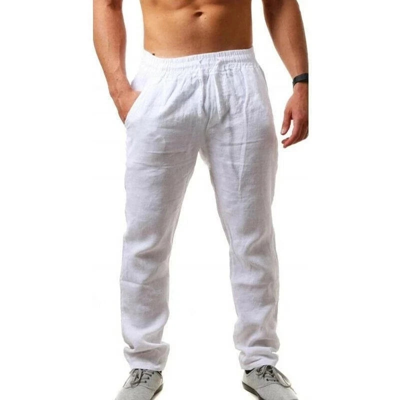 Linen-cotton casual pants