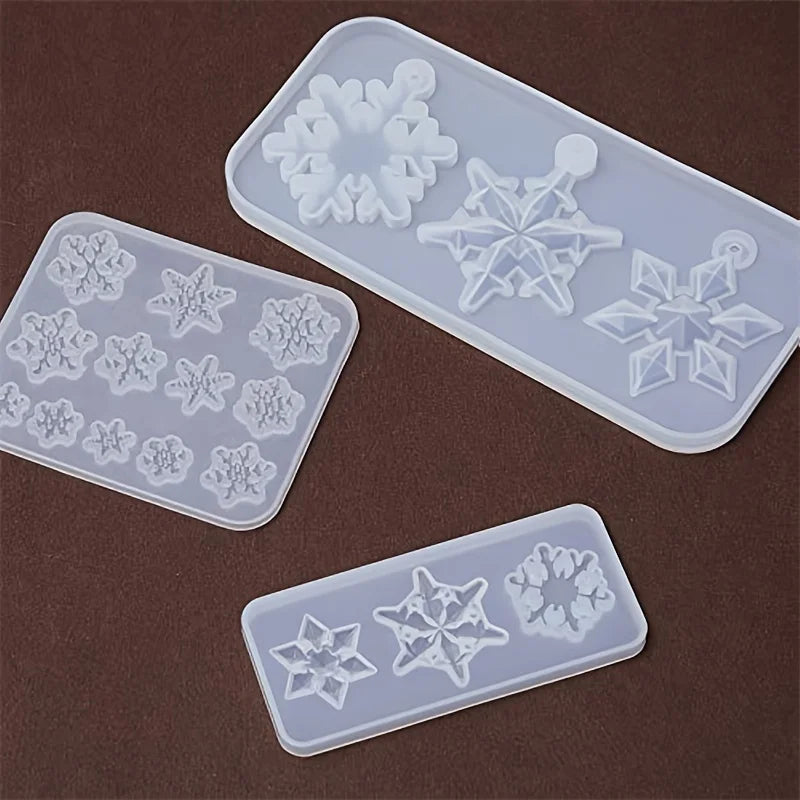 3Pcs Snowflake Silicone Molds - DIY Pendant Molds for Resin Casting and Holiday Crafts