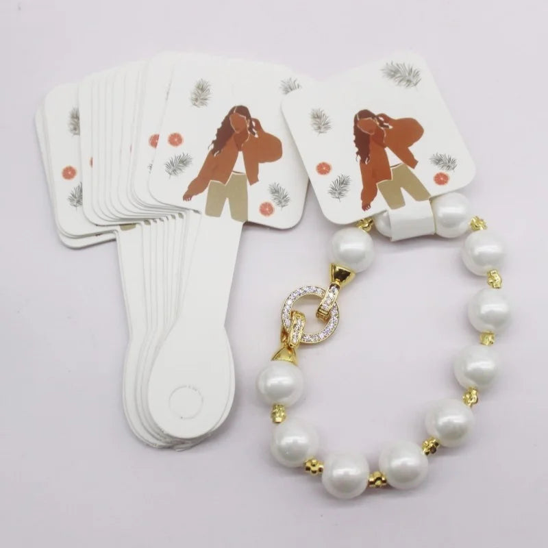 Set de 50 de cartonașe pentru bijuterii – Etichete din hârtie pentru coliere/accesorii de păr