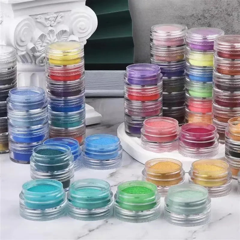 Set de pudră de mica în 6 culori - Vopsea de rășină epoxidică perlată pentru arta unghiilor, fabricarea săpunului și artizanat de bijuterii