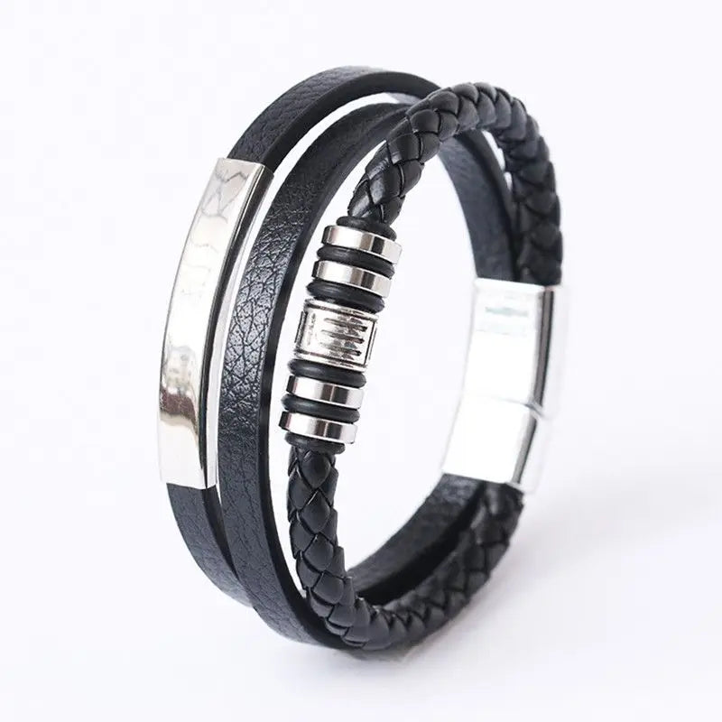 Brățară din piele împletită – stil vintage multistrat (21CM)