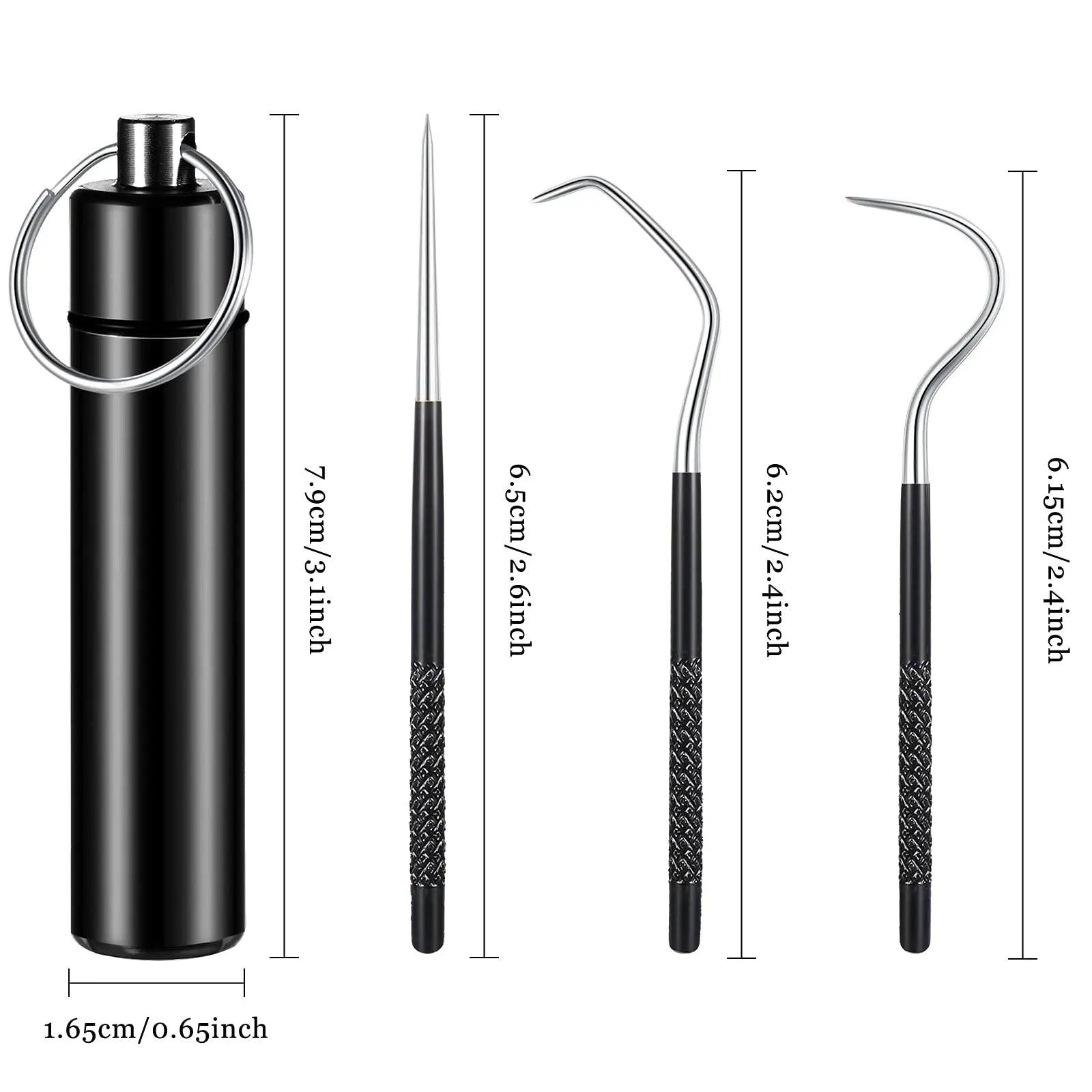 Set de scobitori portabil din titan - Scobitori reutilizabile din metal din oțel inoxidabil cu suport pentru camping, călătorii și utilizare zilnică