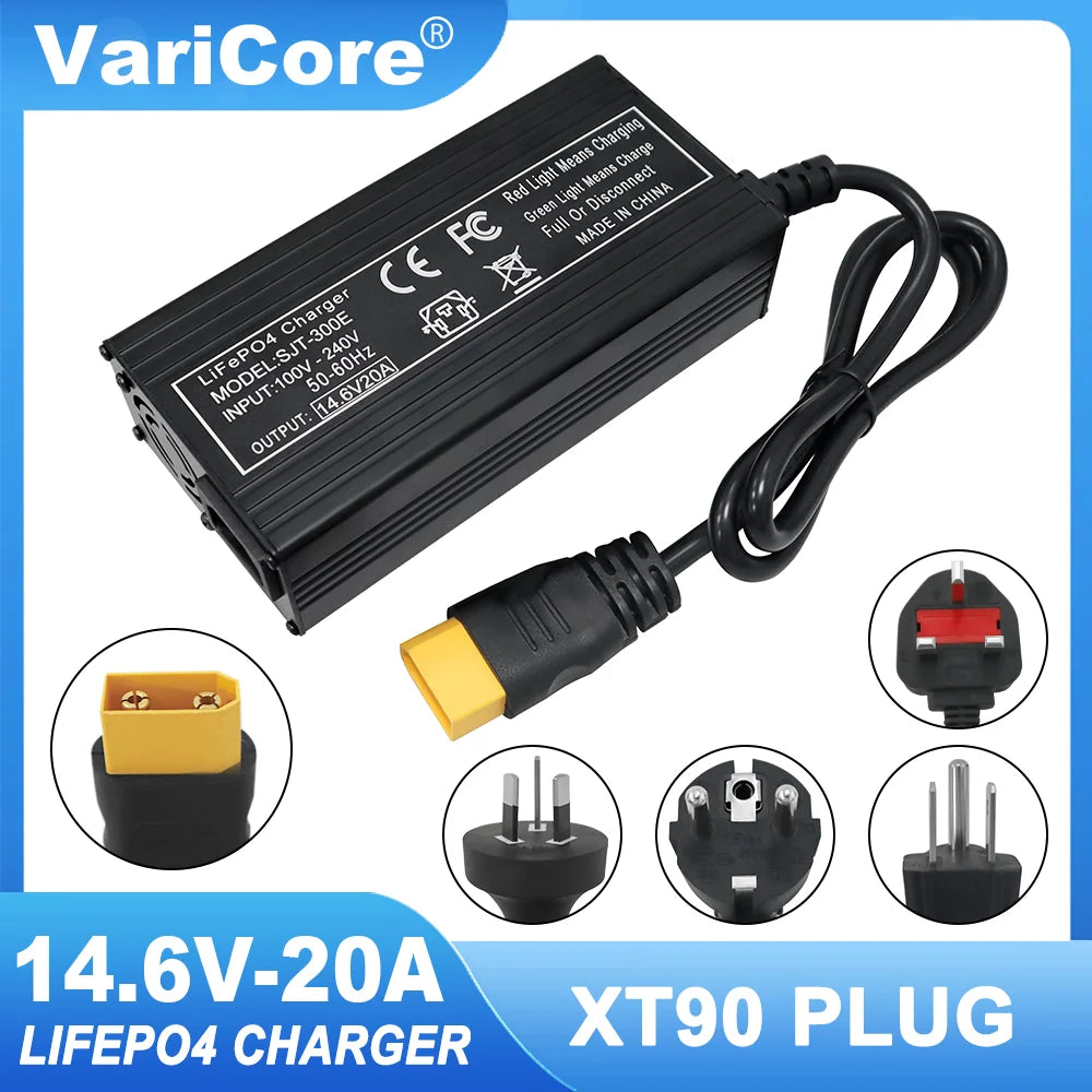 Încărcător de baterii Smart LiFePO4 VariCore 14,6V 20A - Încărcător de mare putere 110-220V 4S 12V pentru baterii litiu fier fosfat